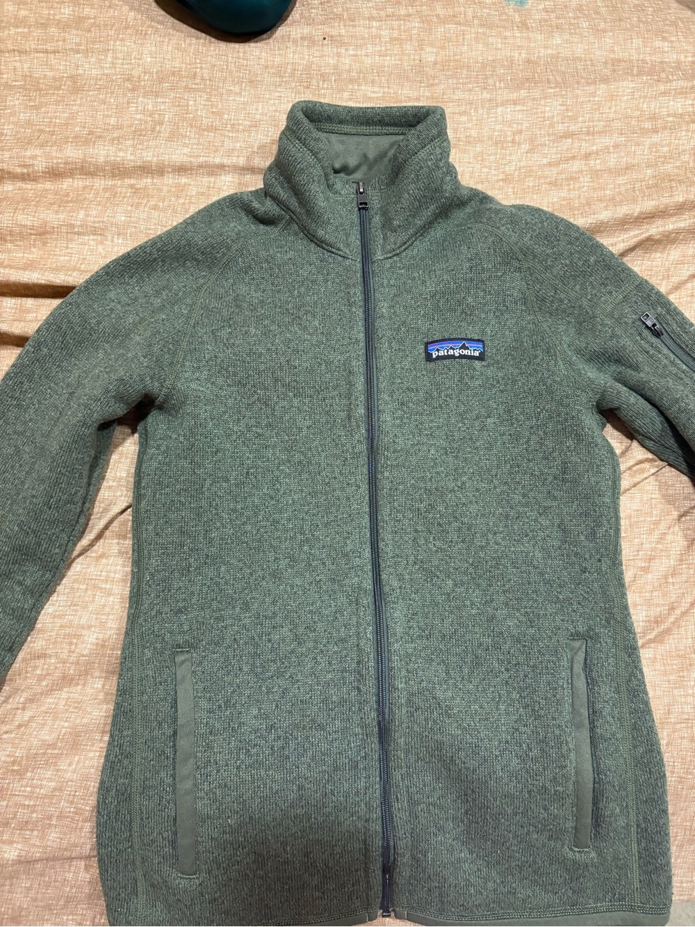 Patagonia Olive Green Full-Zip Teddy Jacket